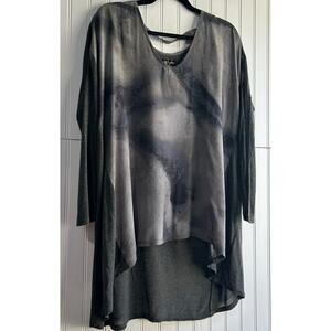 Johnny Was Biya Gray Tie Dyed Asymmetrical Top Size S Lagenlook Artsy